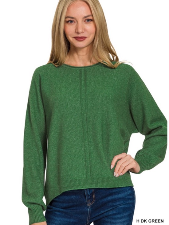 Zenana Outfitters Sweaters - 110 ❤️  green VISCOSE FRONT SEAM ROUND-NECK SWEATER
